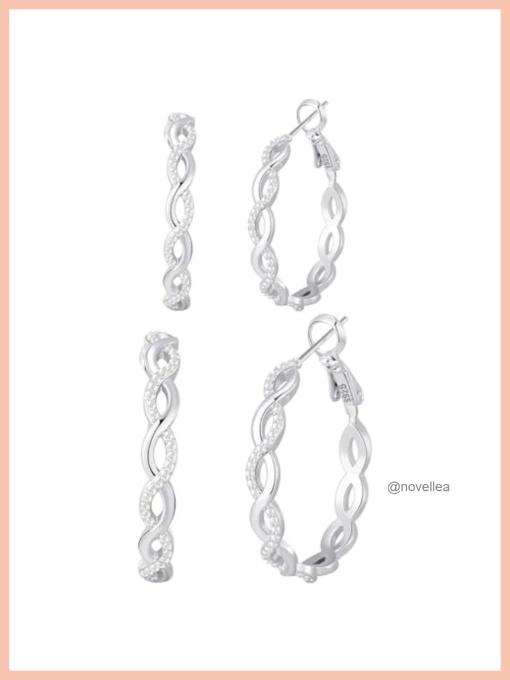 925 Sterling Silver Twisted Hoop Earrings Hypoallergenic Post